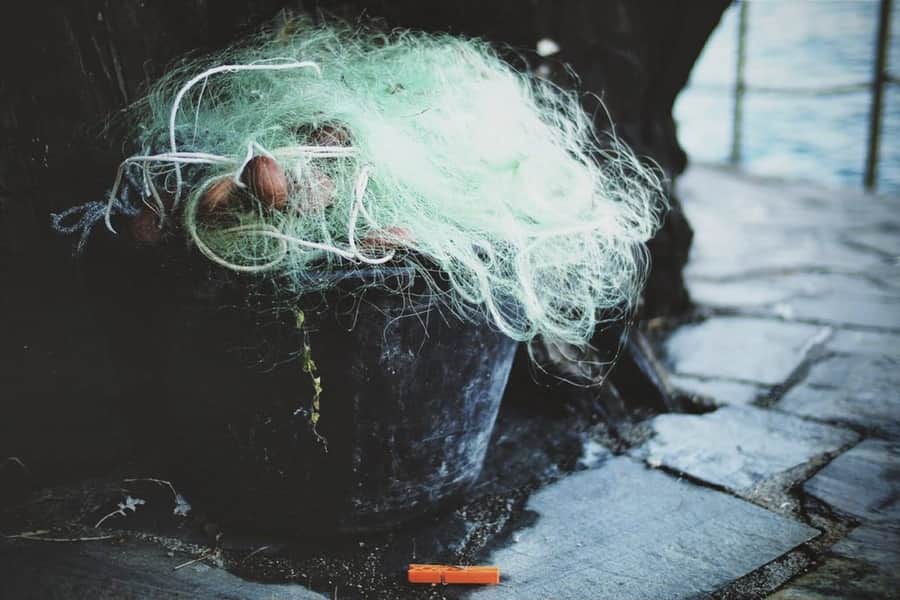 Reclaimed ocean fishing nets — circular design raw material for bespoke superyacht furniture Pelagos Collection